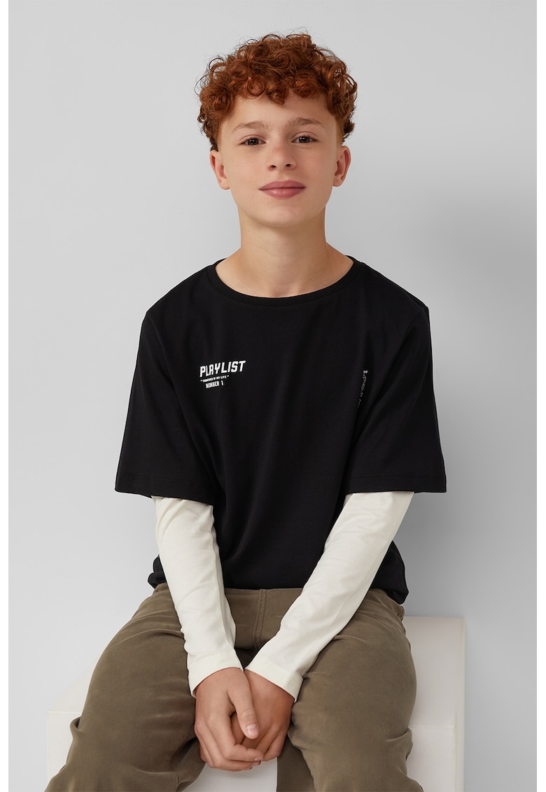 Bluza din bumbac cu aspect 2-in-1