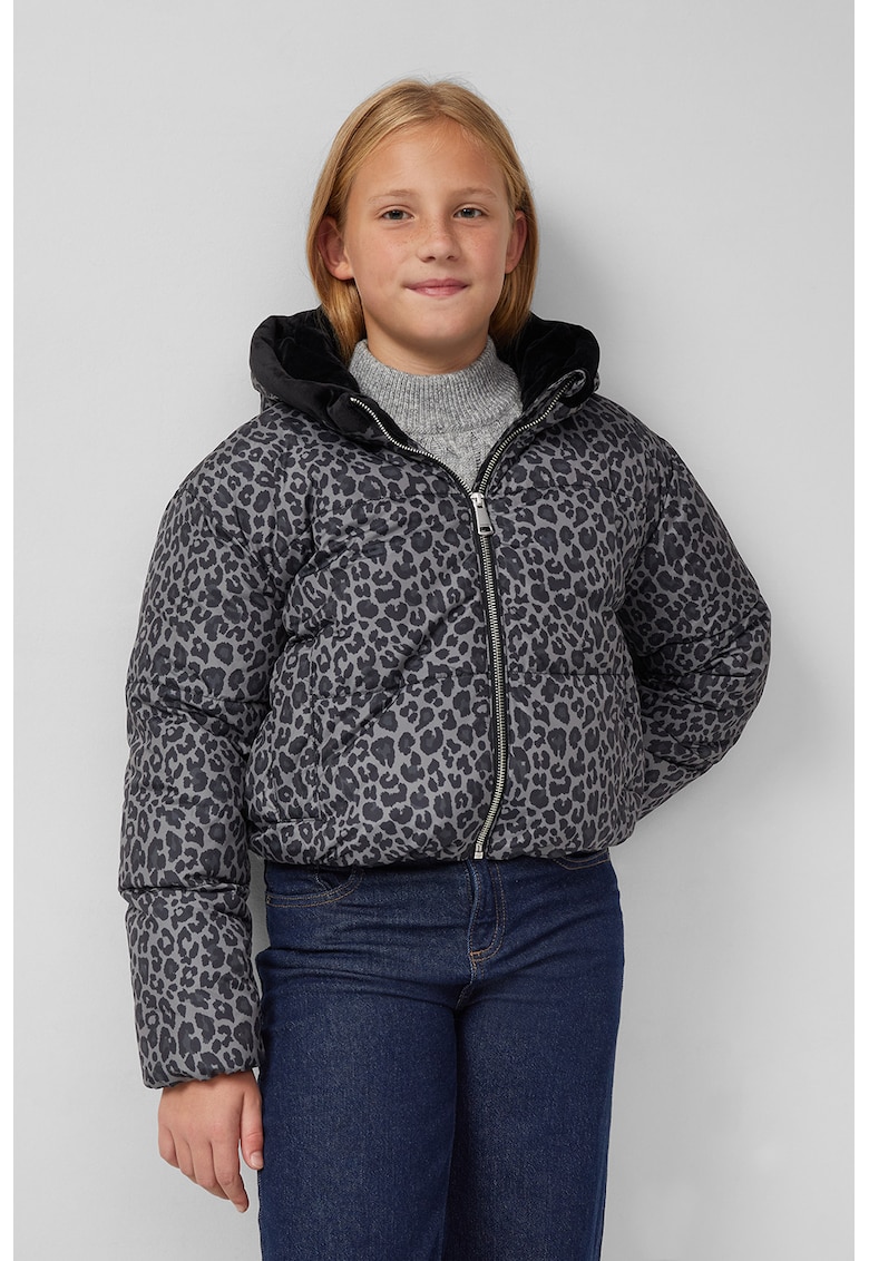 Geaca matlasata crop cu animal print