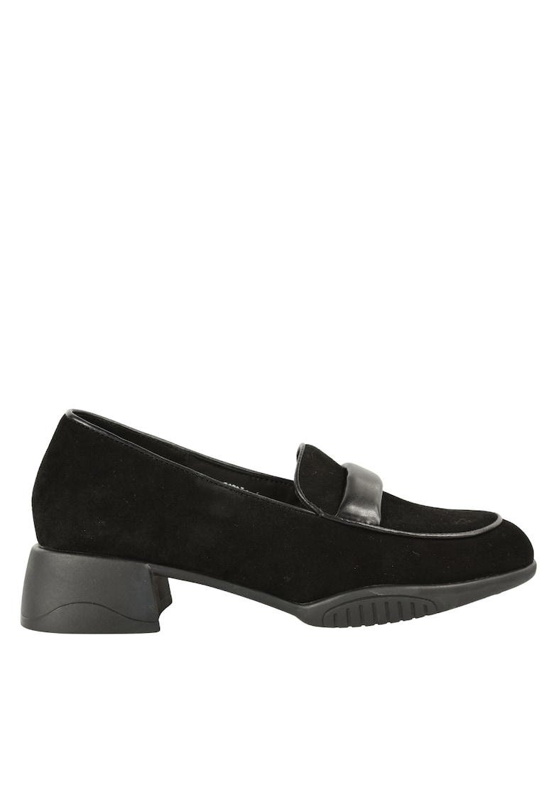 Pantofi casual - dama - 5802 negru - piele intoarsa - Negru