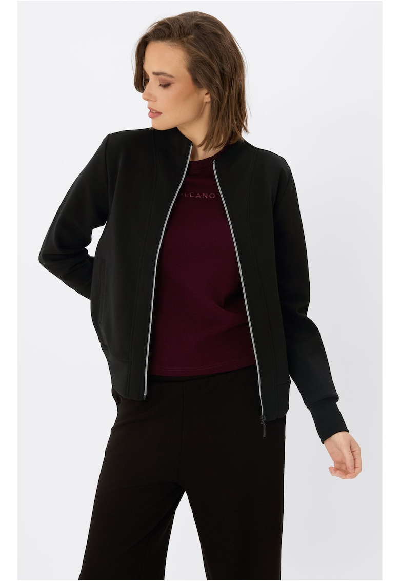 Hanorac dama cu guler inalt - cu fermoar B-Yasmin - negru