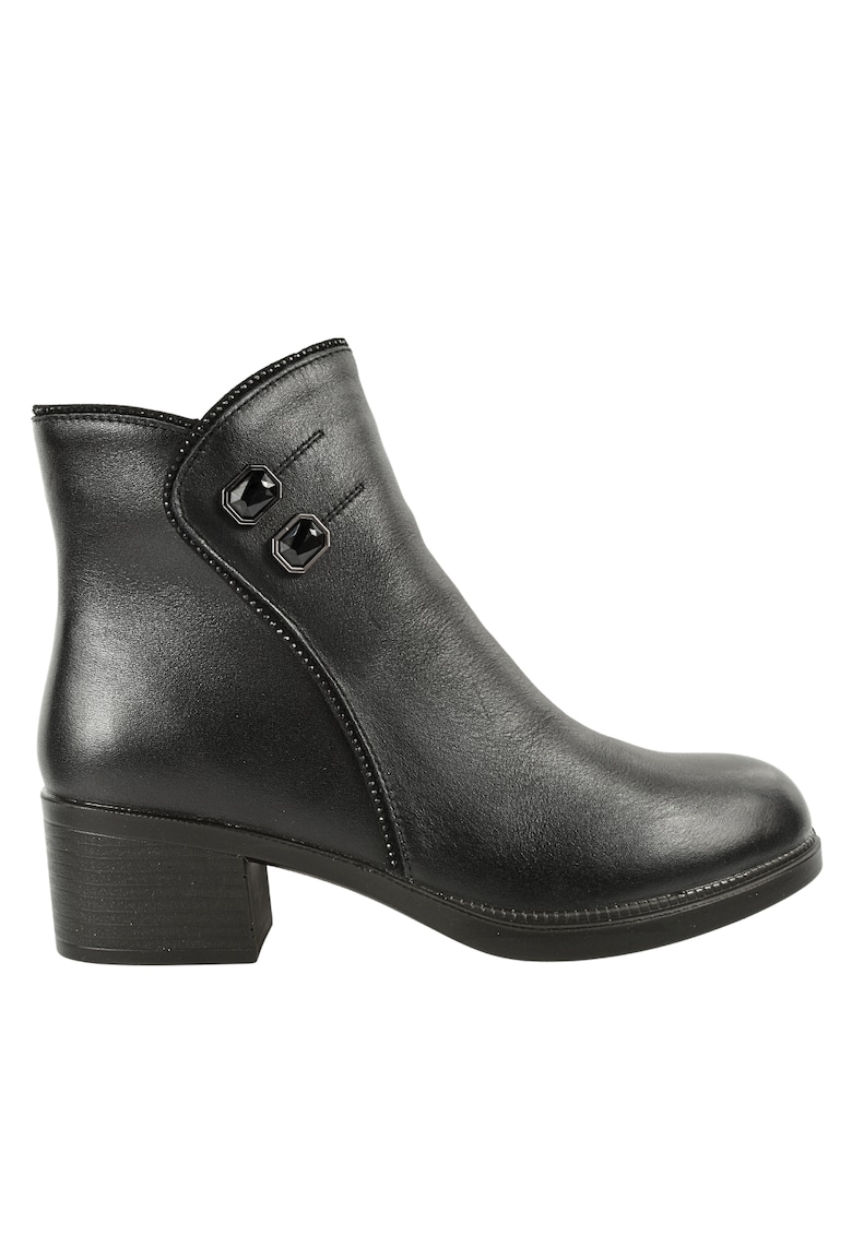 Ghete casual - dama - X430001A negru - piele naturala - cu toc Ghete casual - dama - X430001A negru - piele naturala - cu toc