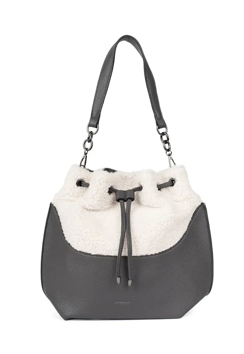Geanta dama gri cu futer baranek - practica si eleganta