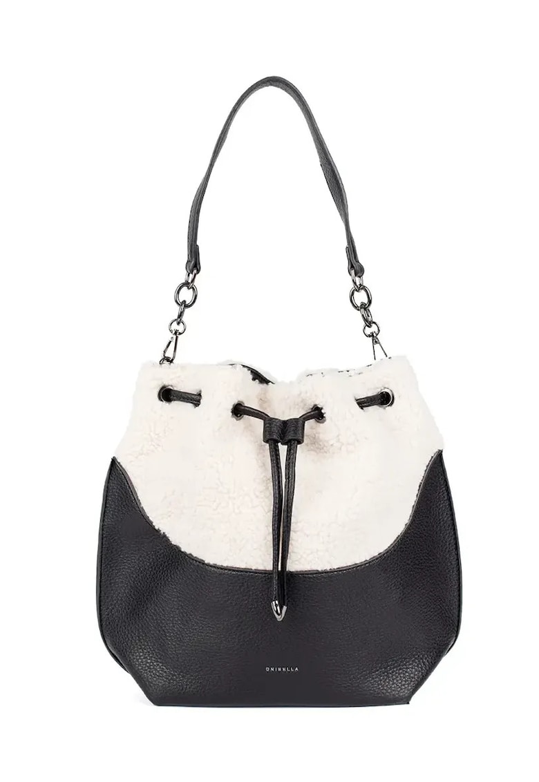 Geanta dama neagra cu futer de baranek - practica si eleganta