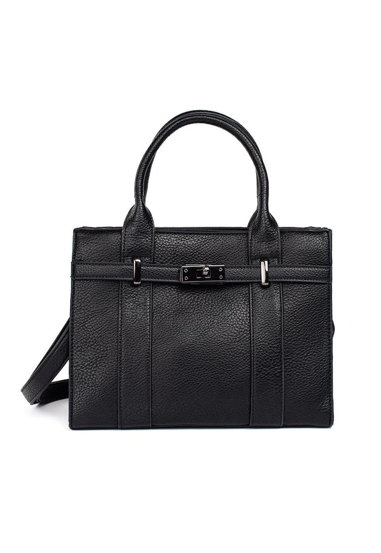 Geanta de dama Shopper - neagra - din poliester - eleganta - practica - set.