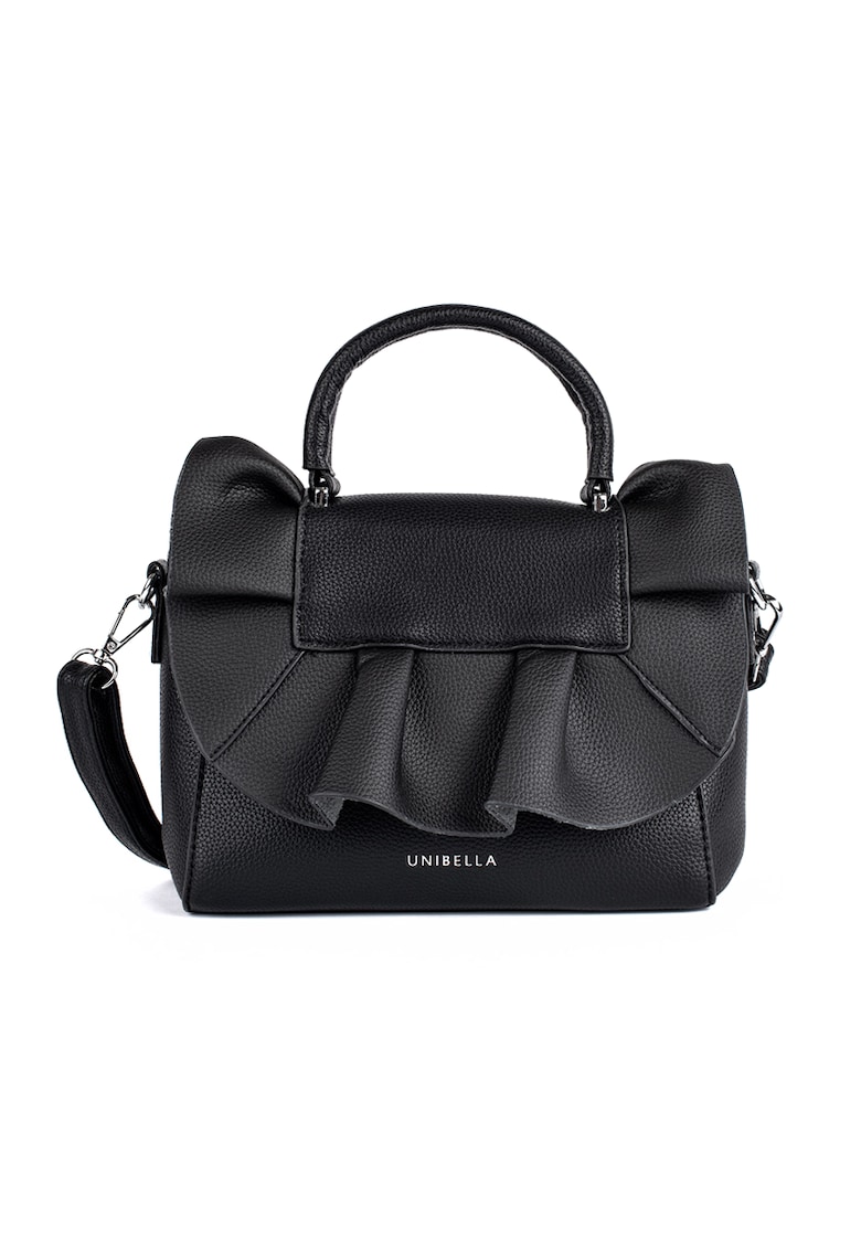 Geanta dama neagra cu falbanka - din poliester - eleganta si practica