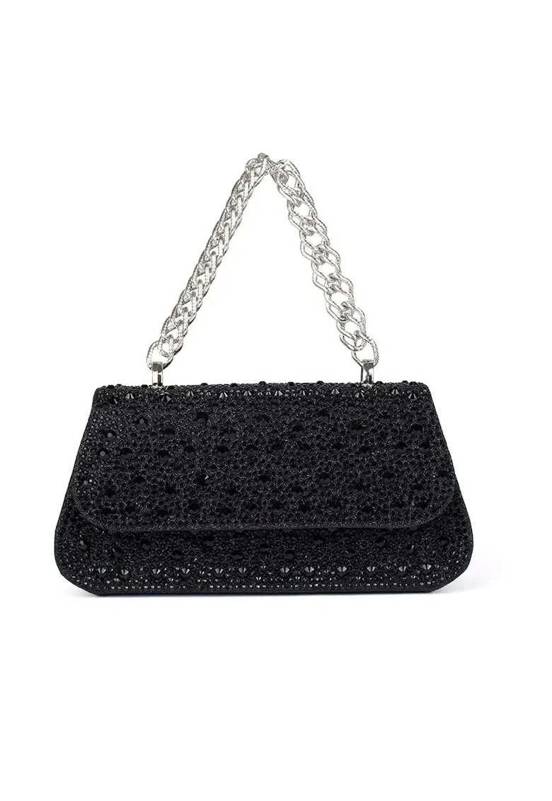 Geanta de dama neagra - cu paiete si manere argintii - compacta - eleganta