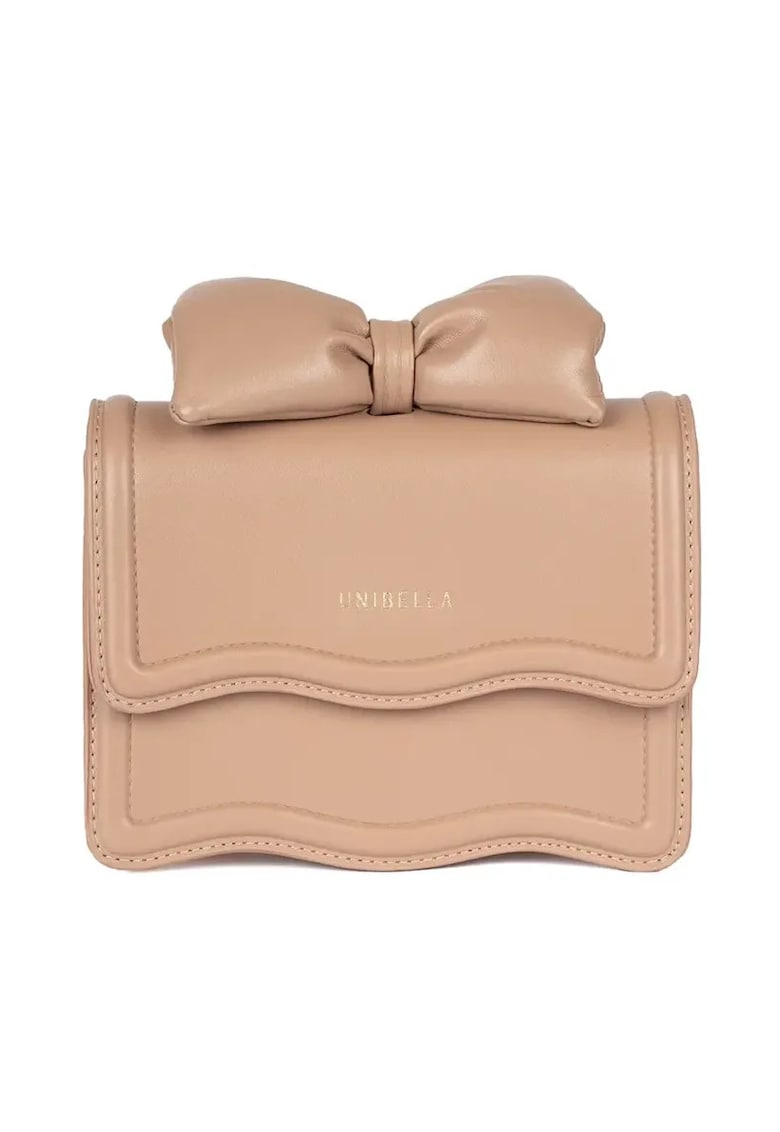 Geanta dama model Crossbody - bej - dimensiuni mici - cu fundita