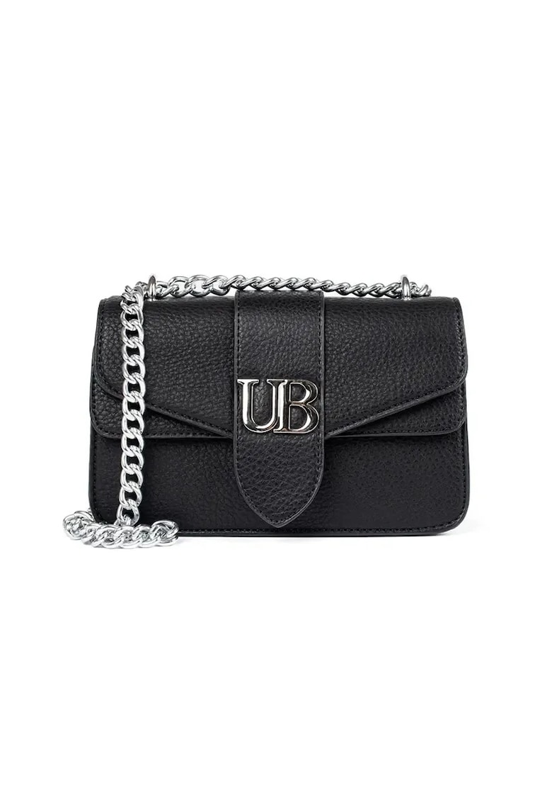 Geanta dama model Crossbody - neagra - cu lant argintiu - dimensiuni practice.