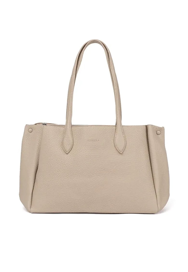 Geanta shopper din ecopiele roz - cu doua compartimente - dimensiuni mari