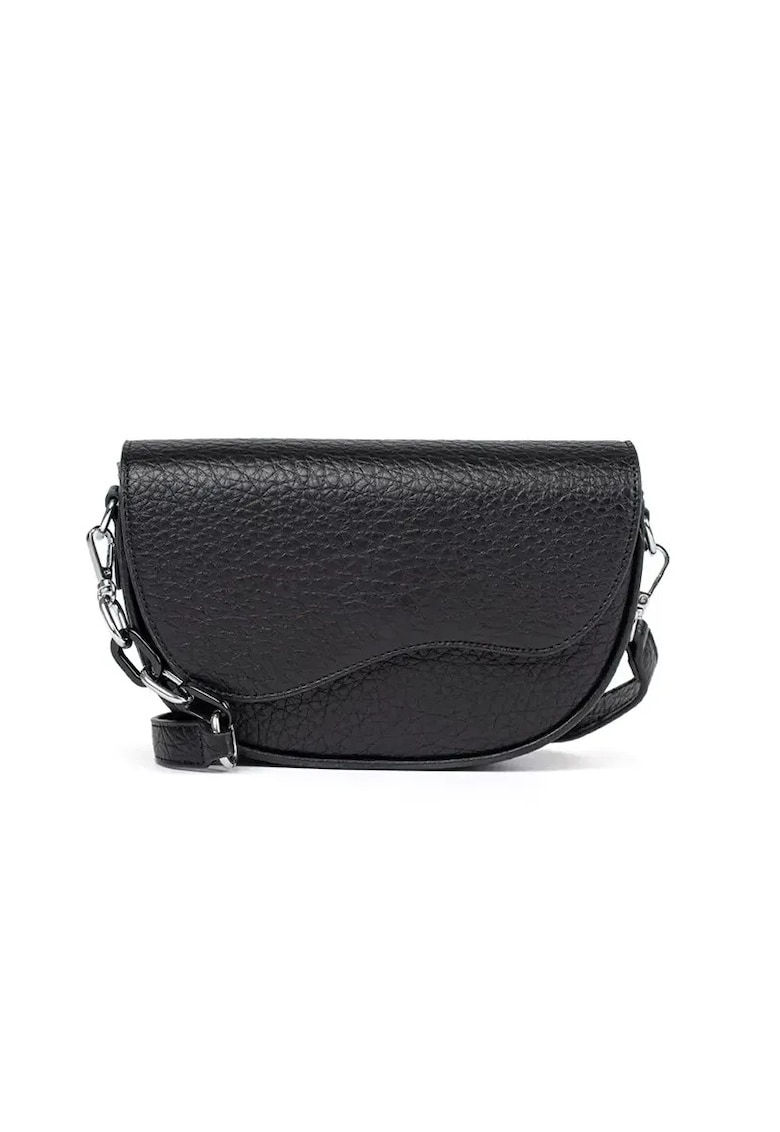 Geanta crossbody bej - piele ecologica - detalii argintii - compacta