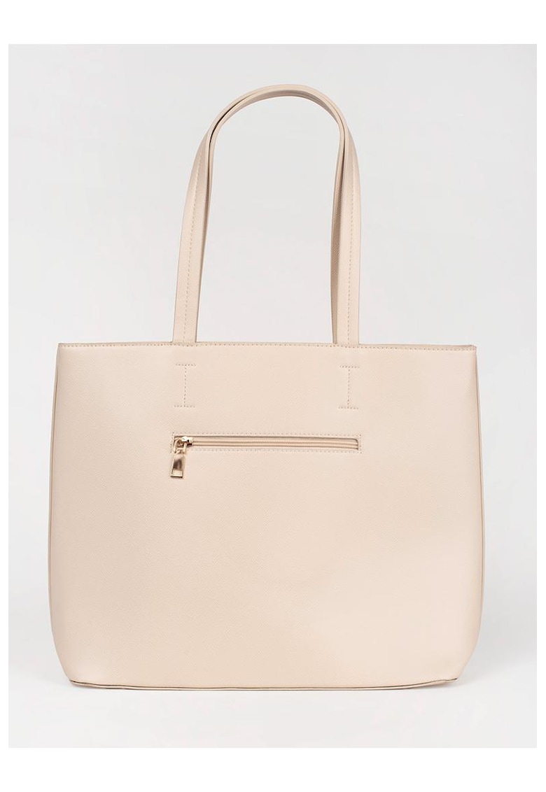 Geanta shopper mare bej cu tinte - 2 compartimente - material ecologic