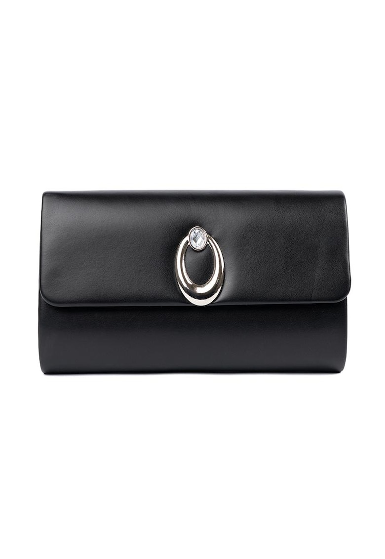 Geanta de umar - neagra - cu detalii argintii - design elegant - compacta.