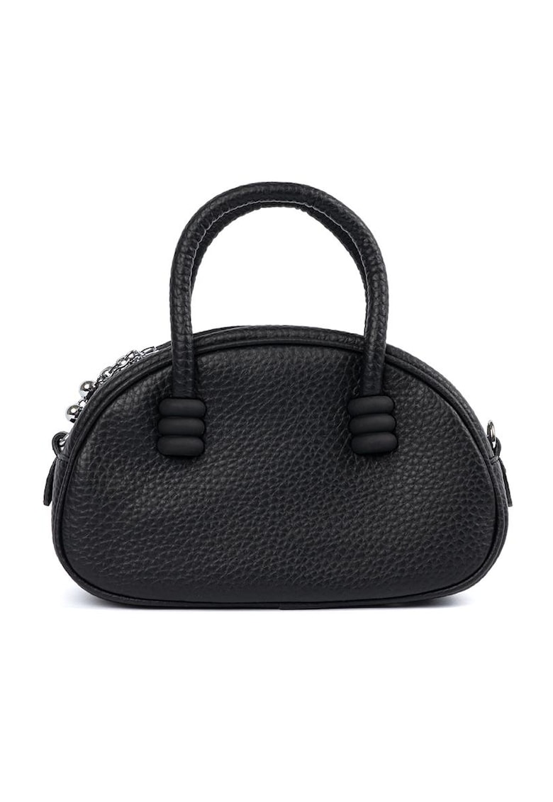 Geanta dama crossbody neagra - compacta - din poliester - cu curea reglabila