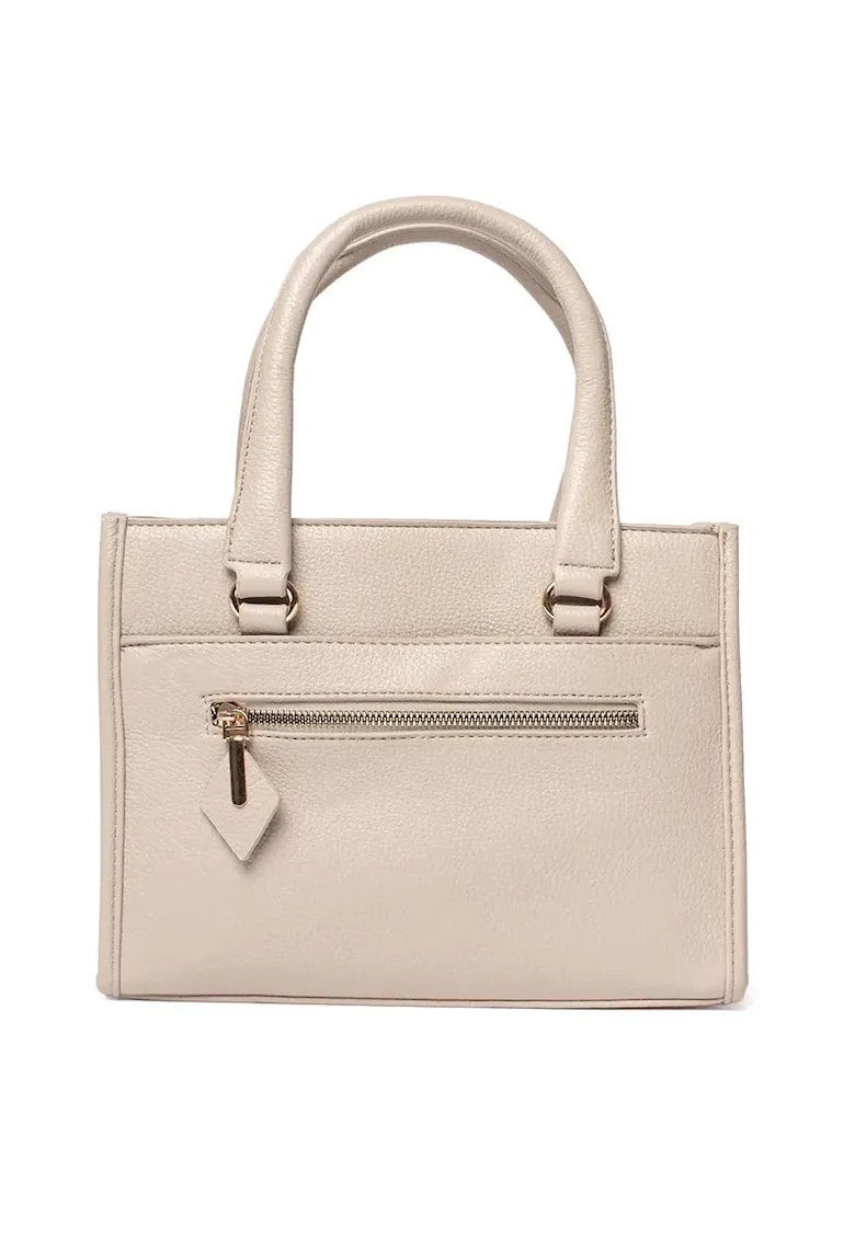 Geanta dama tip kuferek alba cu fermoar decorativ - detalii aurii - 30x25x10cm