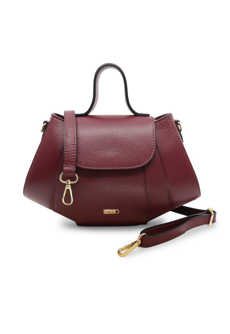 Geanta de mana din piele naturala Fiaba Moderna - Visiniu