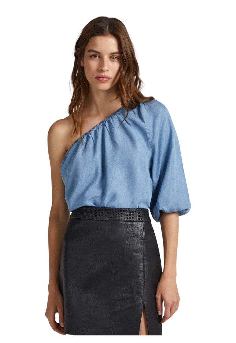 Bluza din lyocell cu decolteu pe un umar Felina -