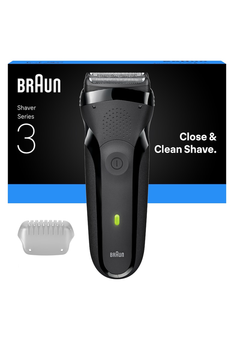 Aparat de ras Series 3 300s - Wet&Dry - 3-Flex Blades - maner ergonomic - autonomie 30 min - Negru/Verde