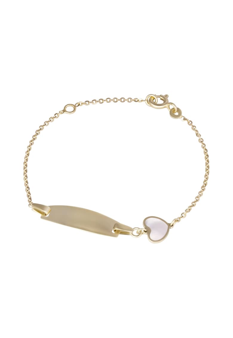 Bratara Pentru Copii cu Placuta si Inima Sidef din Aur 14 Kt - 1.29 g