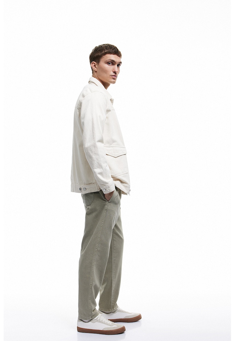 Pantaloni relaxed fit din bumbac cu talie medie