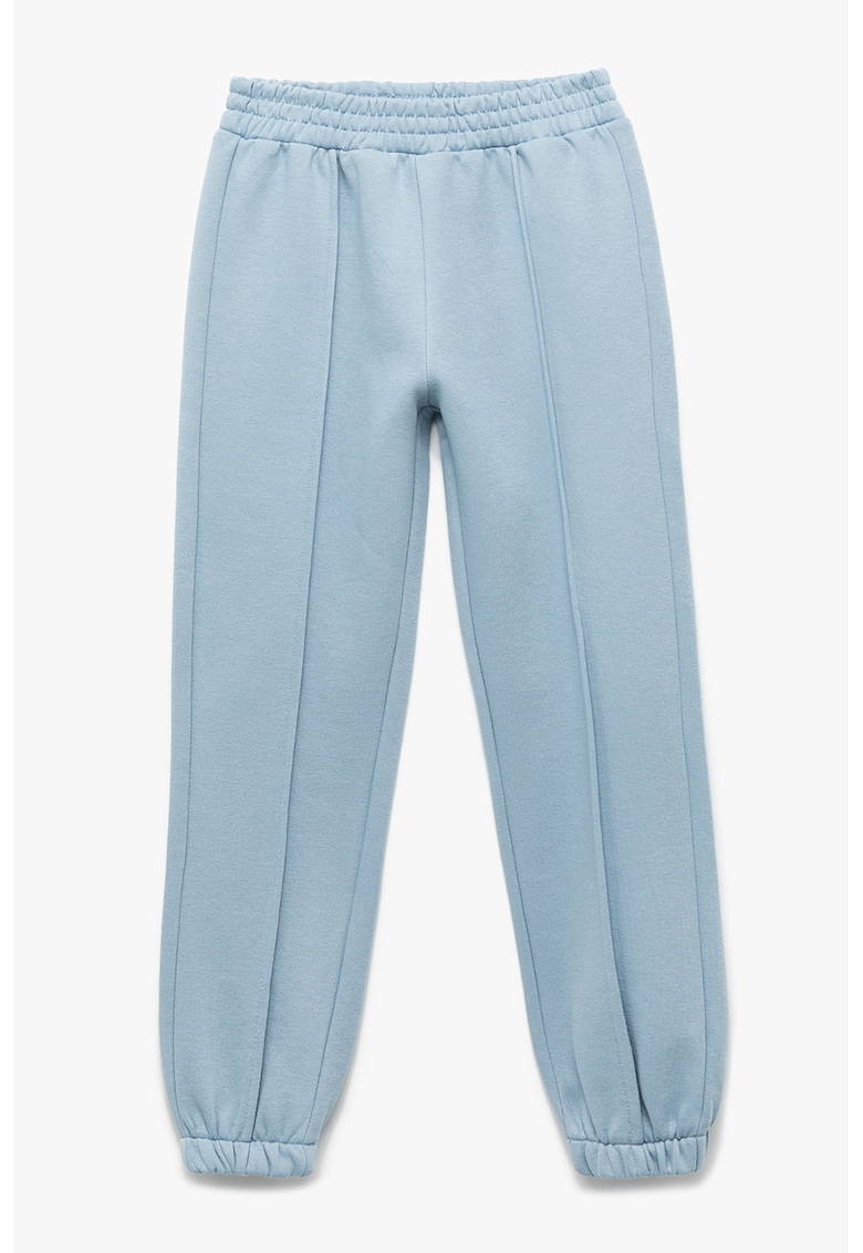 Pantaloni de trening din amestec de bumbac cu talie elastica - Albastru deschis