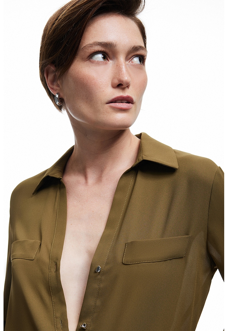 Camasa regular fit cu nasturi - Verde masliniu