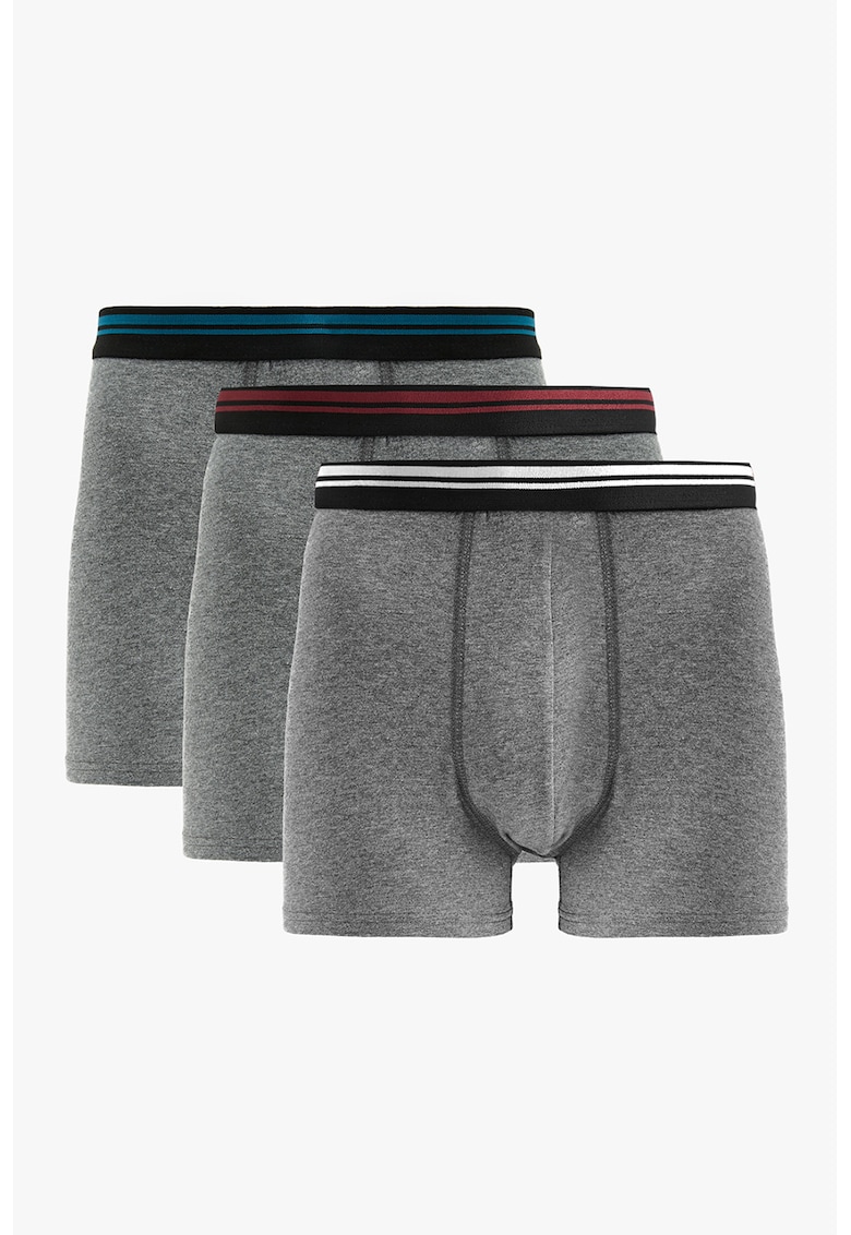 Set de boxeri cu banda contrastanta in talie - 3 perechi