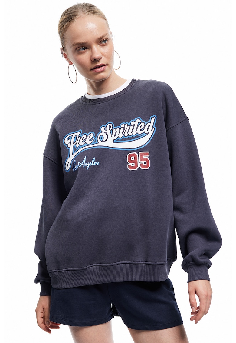 Bluza de trening din amestec de bumbac cu maneci cazute Bluza de trening din amestec de bumbac cu maneci cazute