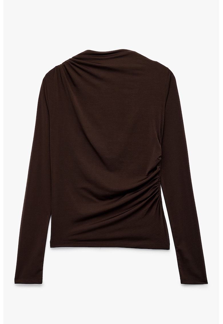 Bluza crop cu croiala slim fit - Maro inchis