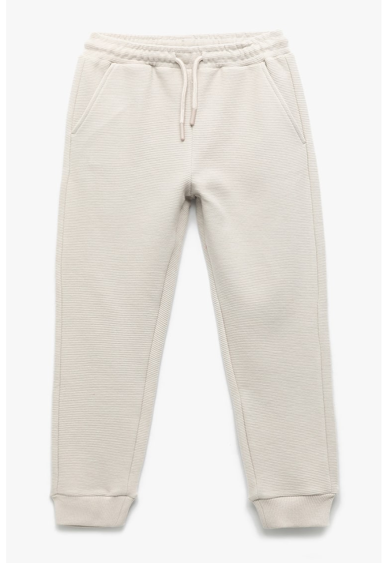 Pantaloni de trening striati din amestec de bumbac - Maro nisip