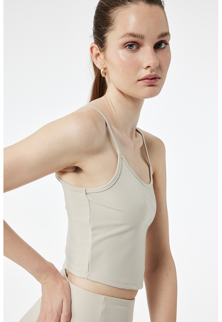 Top crop slim fit - Maro nisip