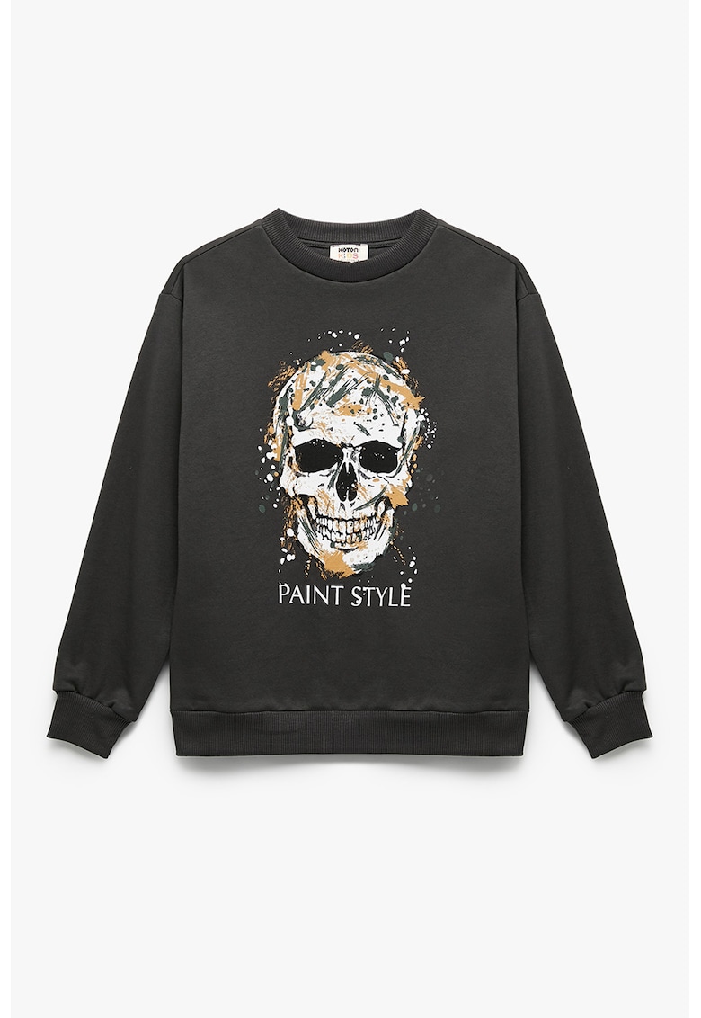 Bluza de trening din amestec de bumbac cu model cu craniu - Verde padure