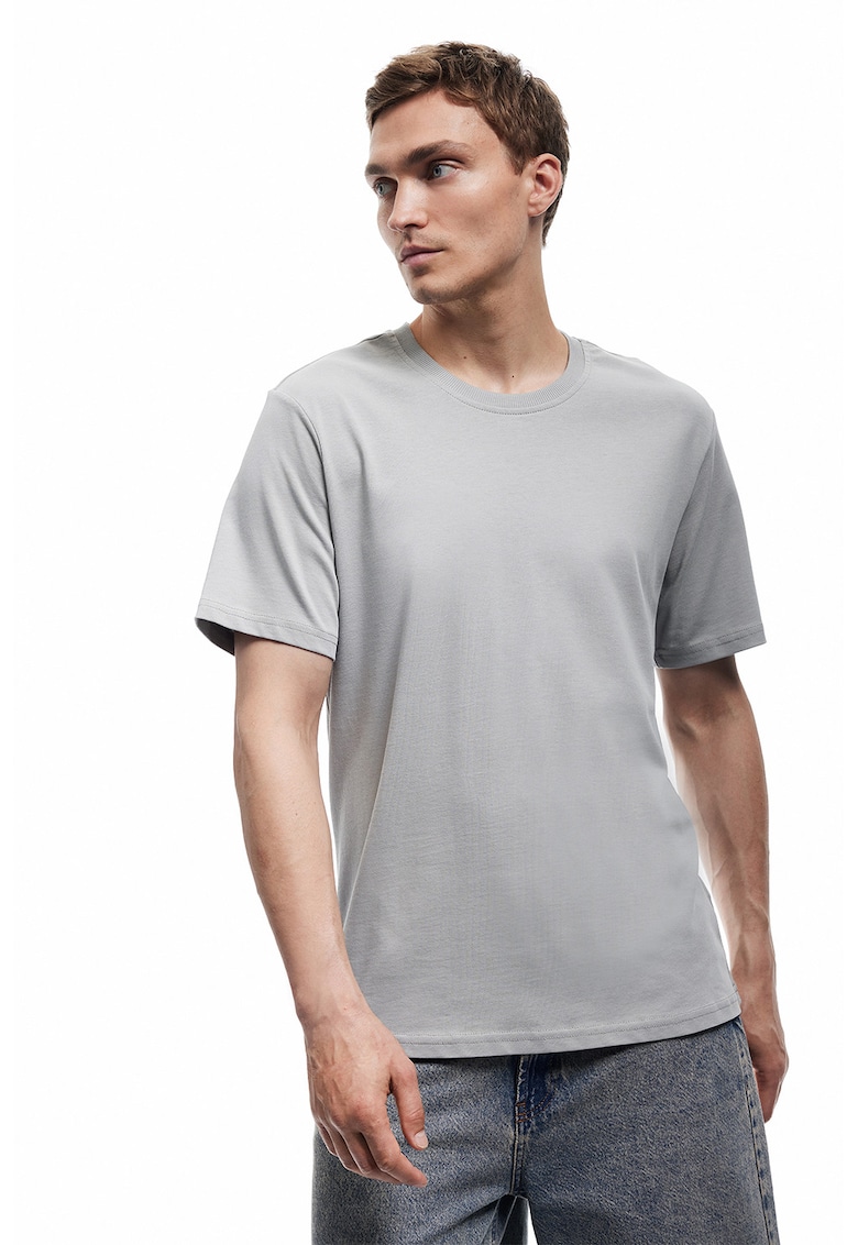 Tricou regular fit din bumbac cu model uni