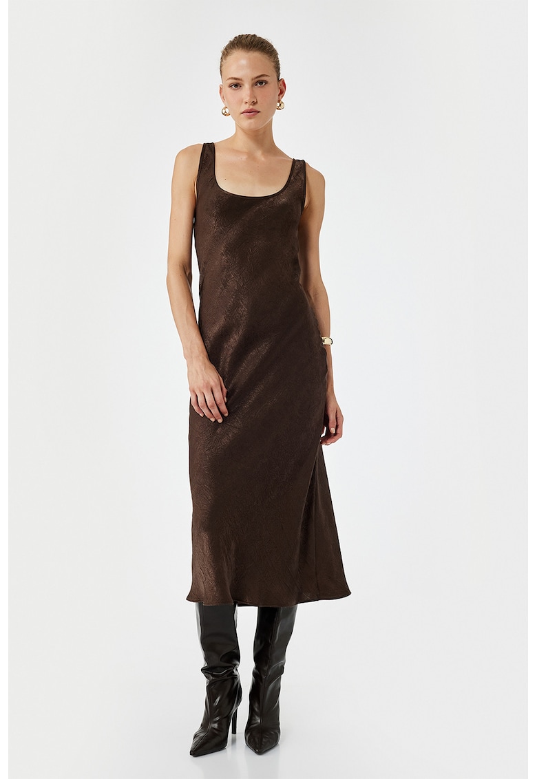 Rochie midi fara maneci - Maro inchis