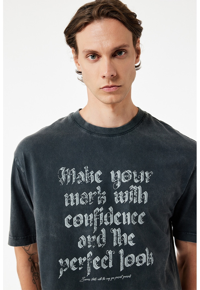 Tricou regular fit cu imprimeu text