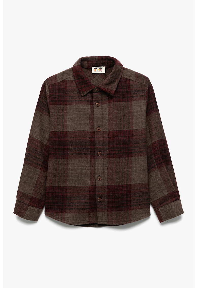 Jacheta-camasa cu model in carouri si guler clasic