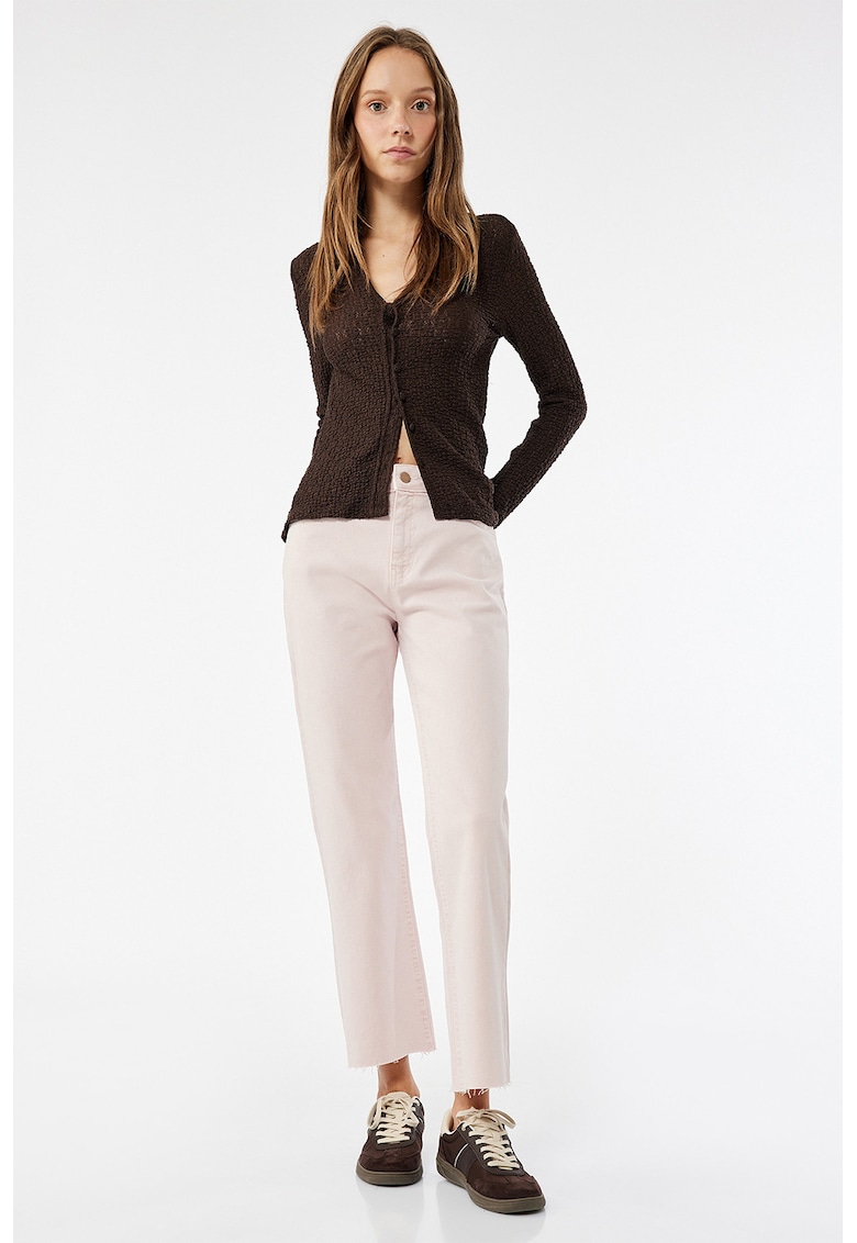 Blugi cu croiala dreapta si talie inalta