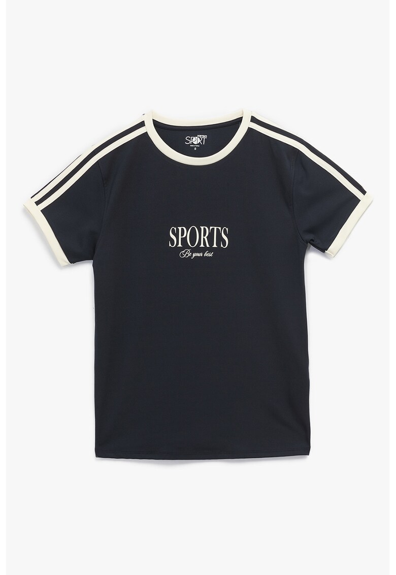 Tricou cu imprimeu text - Albastru ultramarin