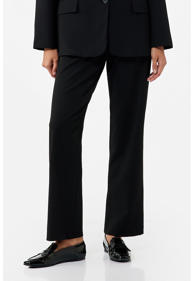 Pantaloni drepti cu talie inalta - Negru