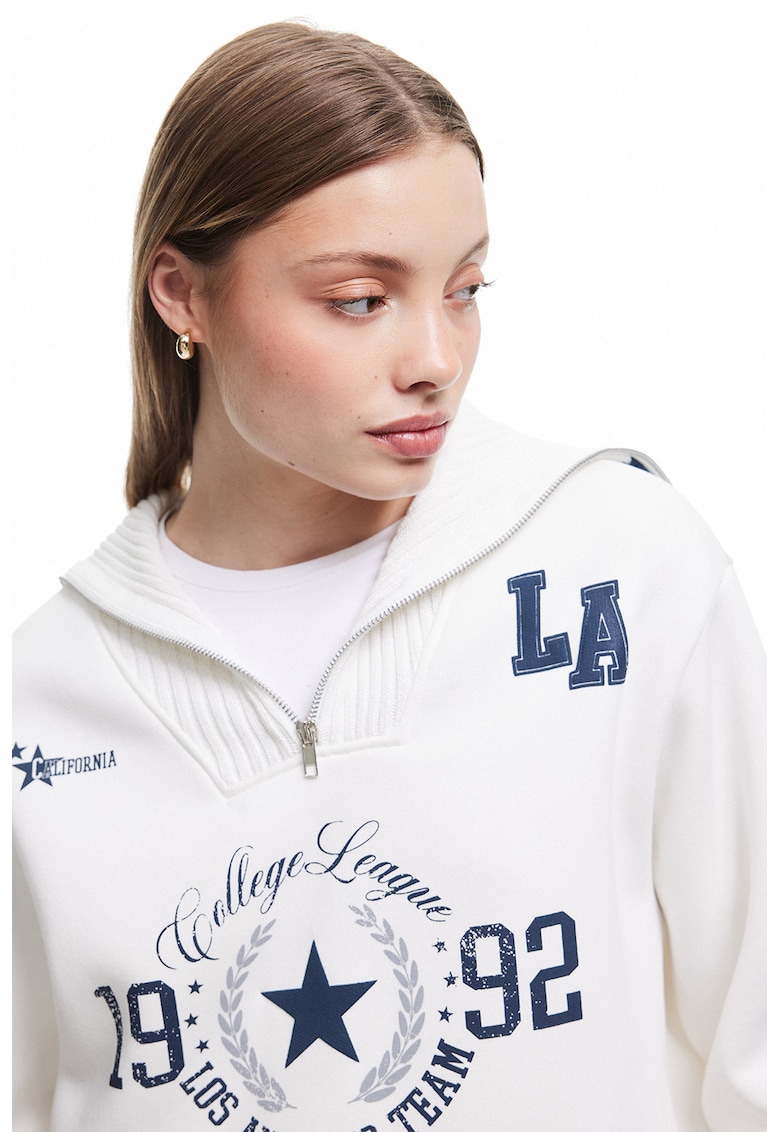 Bluza lejera de trening cu fenta cu fermoar