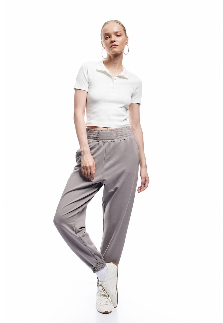 Pantaloni de trening uni din amestec de bumbac