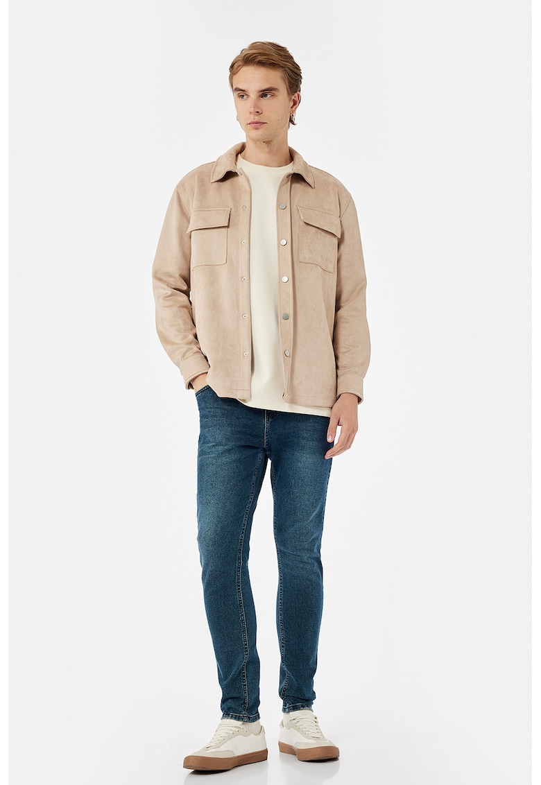 Blugi skinny cu talie medie - Albastru melange