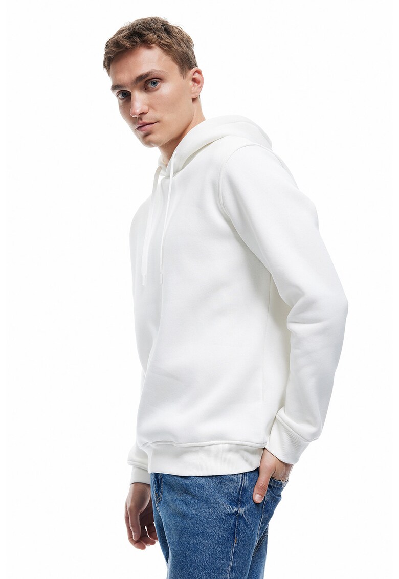 Hanorac cu model uni - Alb
