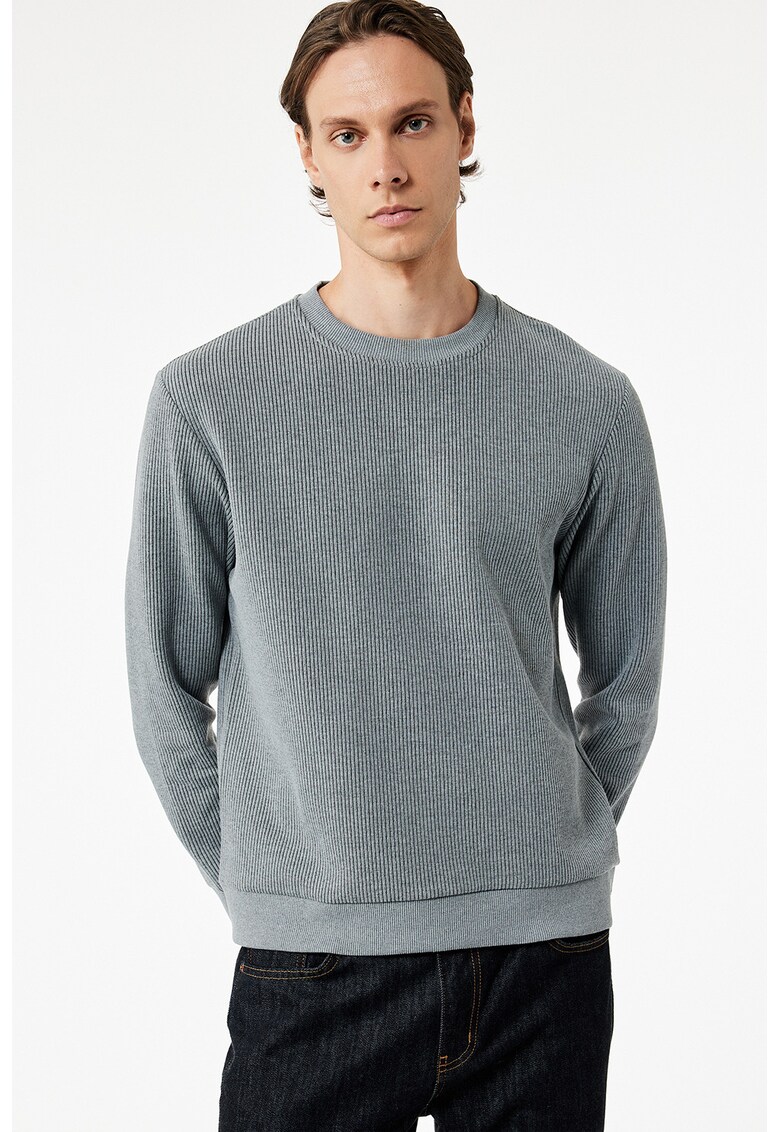 Bluza de trening uni cu decolteu la baza gatului - Gri deschis