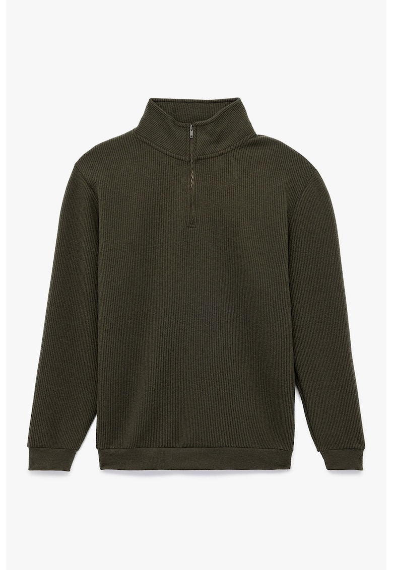 Bluza de trening cu aspect texturat si guler mediu