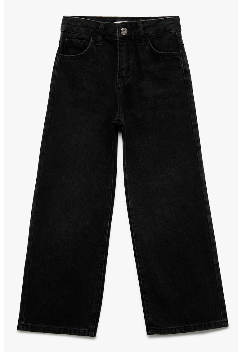 Blugi cu croiala ampla si talie inalta - Negru