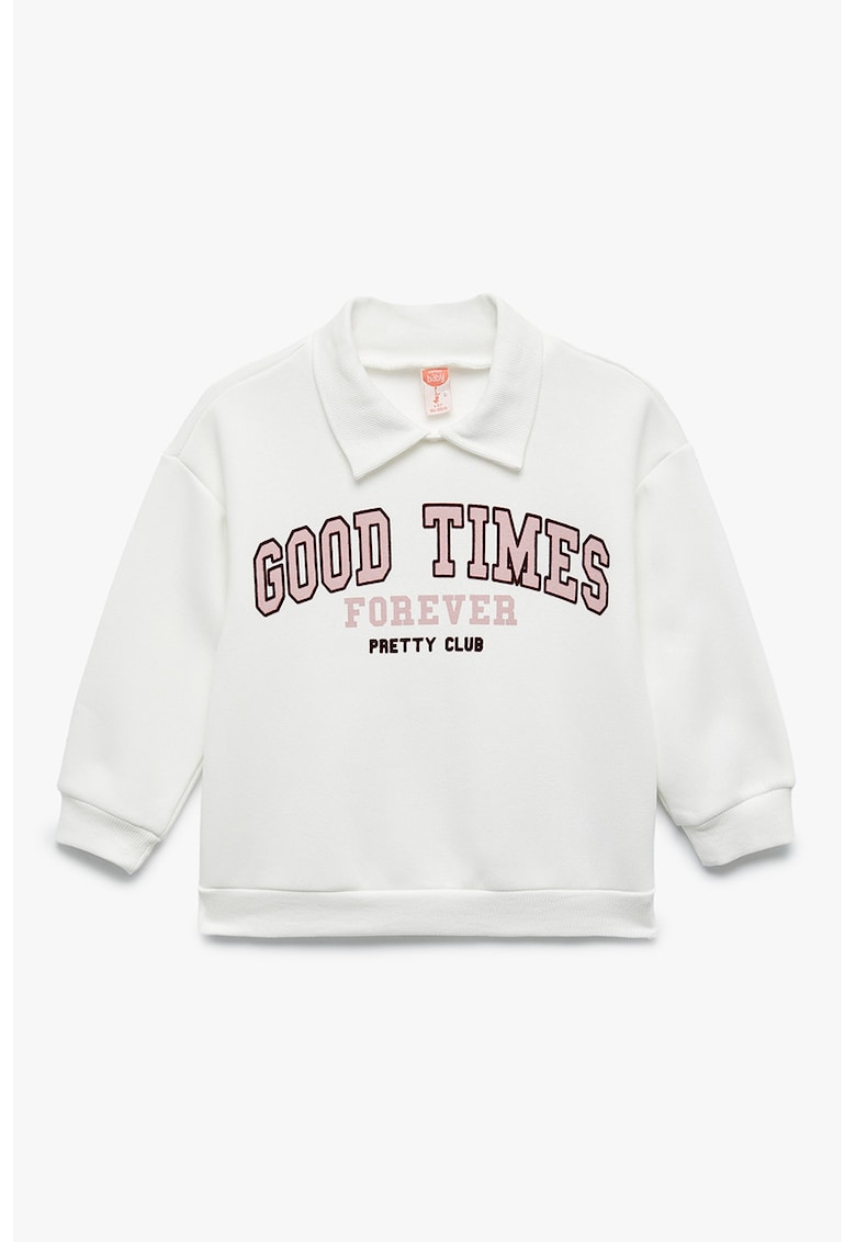 Bluza de trening cu imprimeu si guler polo