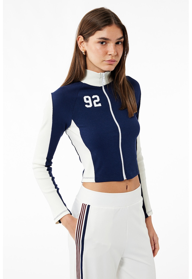 Bluza crop de trening din bumbac cu fermoar