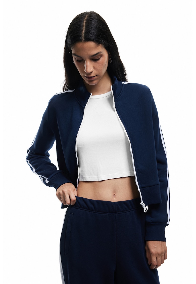 Bluza de trening din amestec de bumbac cu fermoar