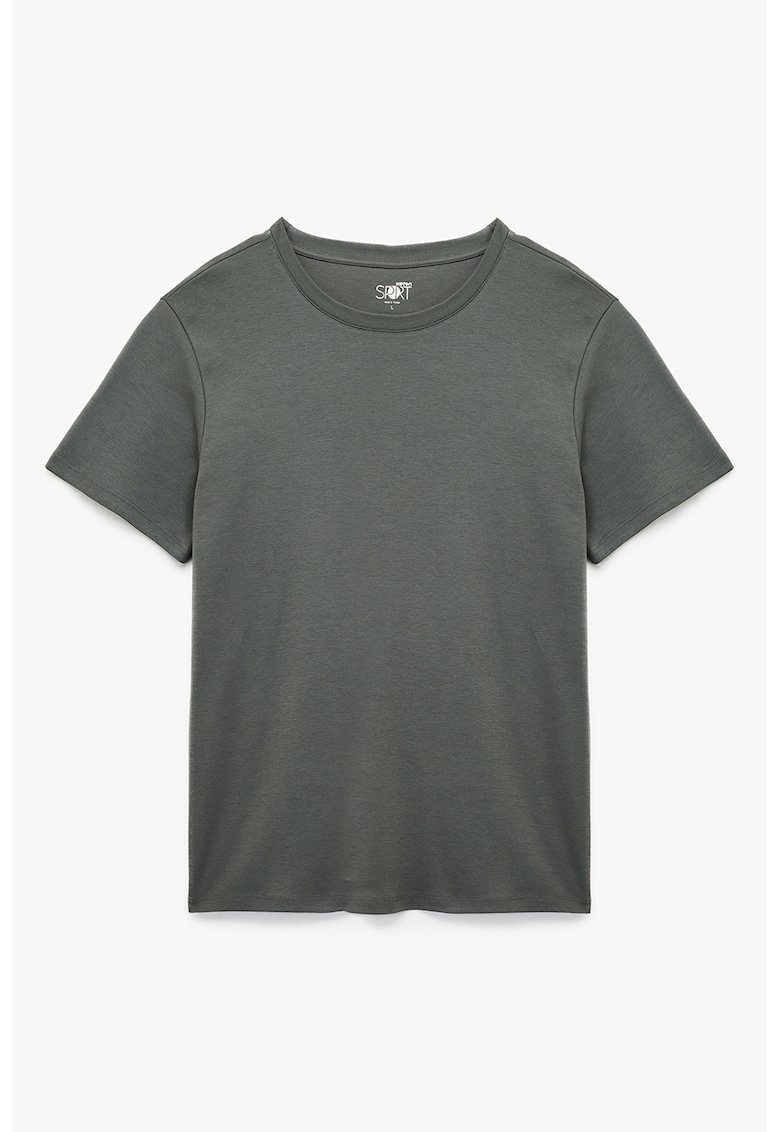 Tricou de bumbac cu decolteu la baza gatului