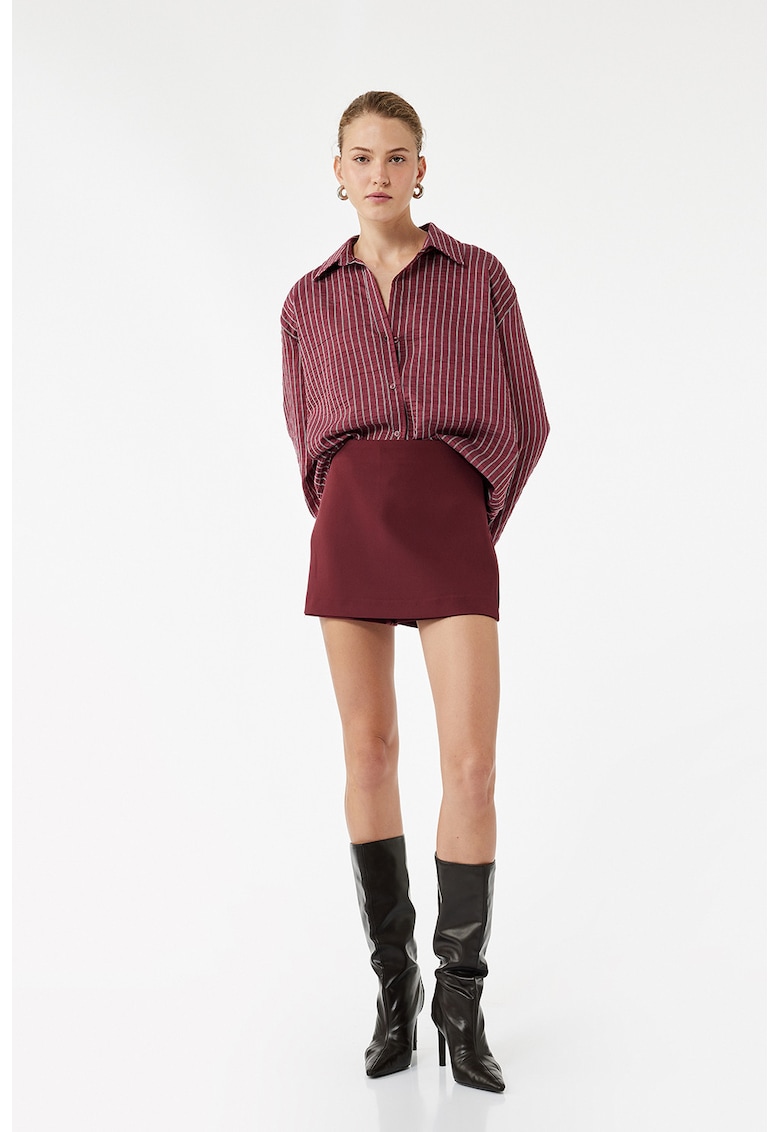 Fusta-pantalon uni cu fermoar